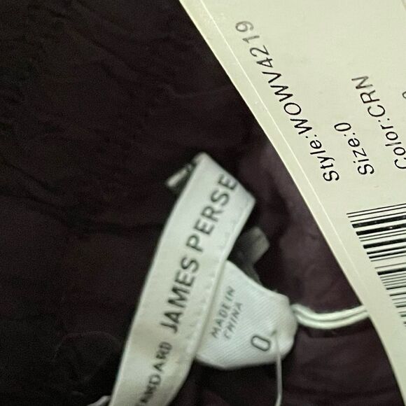 JAMES PERSE High Waisted Elastic Waist Shorts Dark BlackBerry 0 - Picture 4 of 5